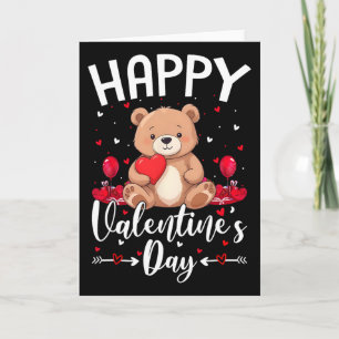 Bear Happy Valentine's Day Cute Bear With Hearts V Card