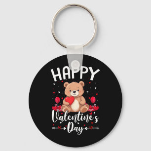 Bear Happy Valentine's Day Cute Bear With Hearts V Keychain
