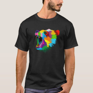 Bear Head Colorful Art Animals Watercolor Painting T-Shirt