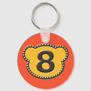 Bear Head Number 8 Keychain