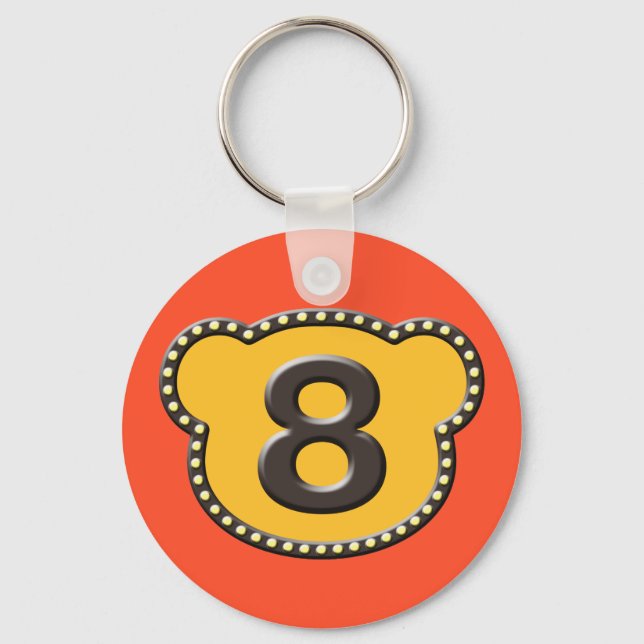 Bear Head Number 8 Keychain (Front)