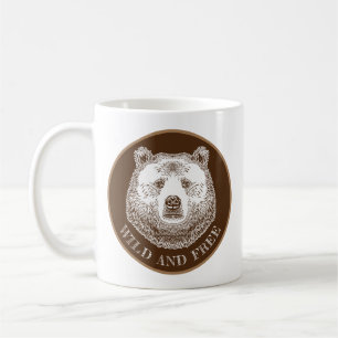 Bear Head, Wild And Free, Hand Drawn Illustration Coffee Mug