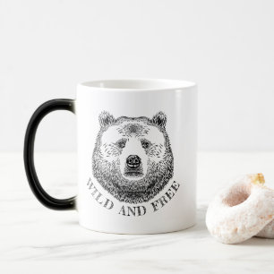 Bear Head, Wild And Free, Hand Drawn Illustration Magic Mug