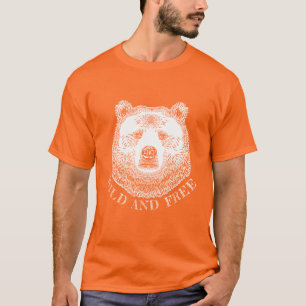 Bear Head, Wild And Free, Hand Drawn Illustration T-Shirt