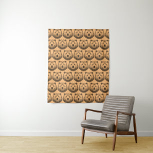 Bear Head, Wild And Free, Hand Drawn Illustration Tapestry