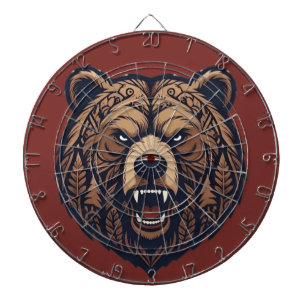 Bear Head Wild Tribal Art Dartboard