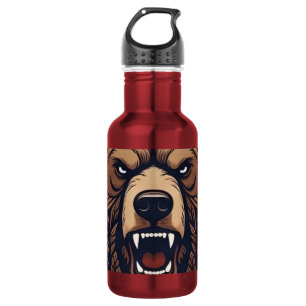 Bear Head Wild Tribal Art Water Bottle