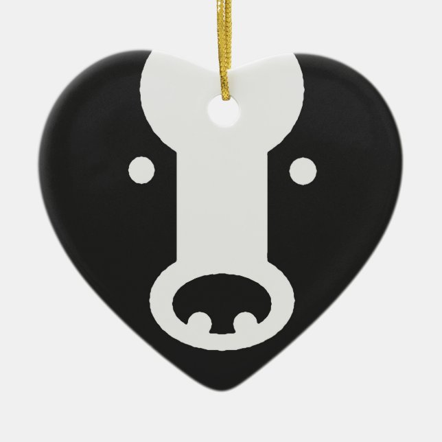 Bear Heart - Custom Year on Back Ceramic Ornament (Front)