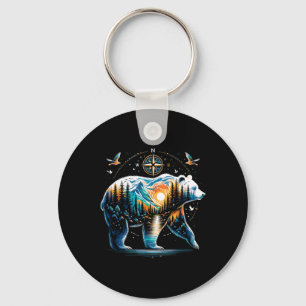 Bear Hiking Grizzly Bear Camping Camper  Keychain