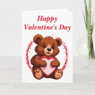 Bear Holding a Heart Blank Valentine's Day Card