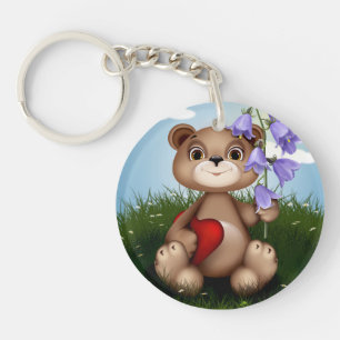 Bear Holding Bouquet Flower-30926 Keychain
