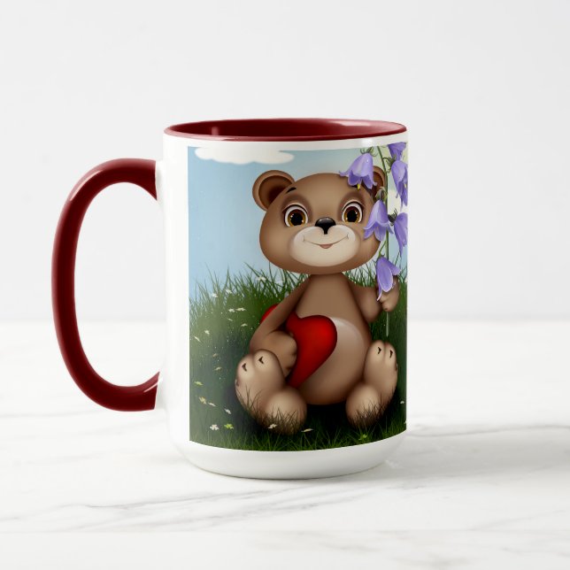 Bear Holding Bouquet Flower-30926 Mug (Left)