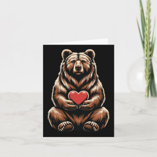 Bear Holding Heart Valentine's Day Cute Valentine  Card