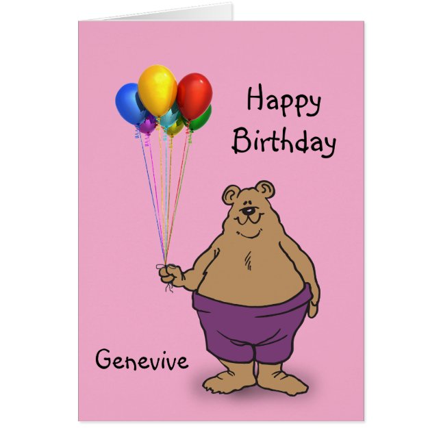 Bear holds Birthday Balloons personalize (Front)