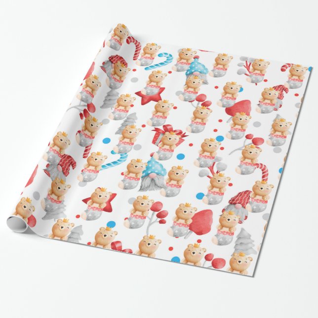 Bear Holidays Customize Wrapping Paper (Unrolled)