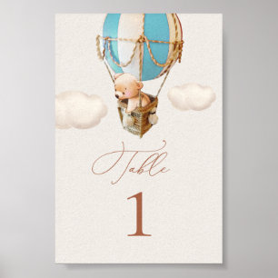 Bear Hot-Air Balloon Table Number Poster
