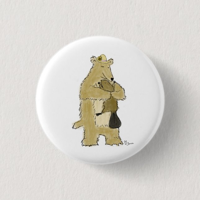 Bear hug 1 inch round button (Front)