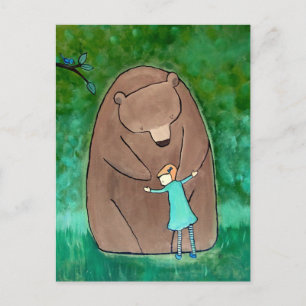 Bear Hug Kids Art mignonne Whimsical Green carte p