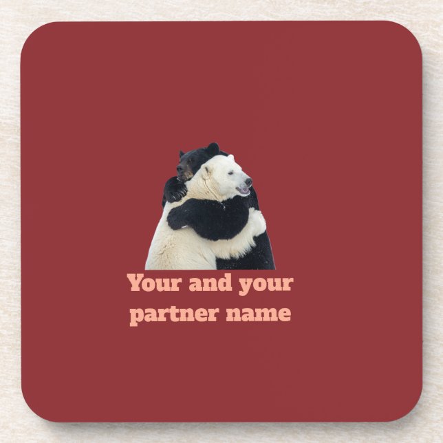 Bear Hug Love (Customizable) Coaster (Front)