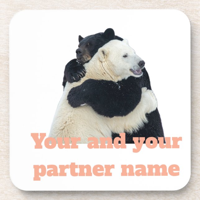 Bear Hug Love (Customizable) Coaster (Front)
