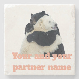 Bear Hug Love (Customizable) Stone Coaster