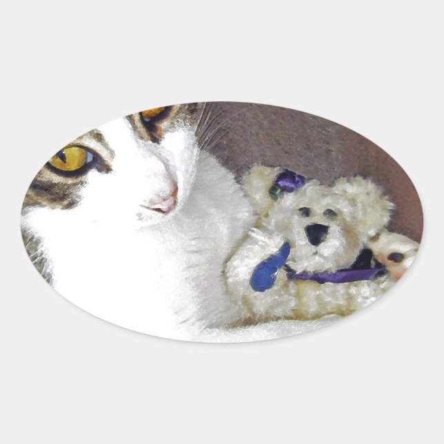 Bear Hug Oval Sticker (Front)