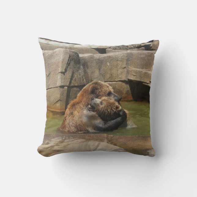 Bear Hug Throw Pillow (Front)