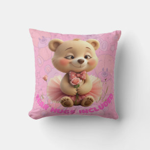 Bear Hugs Included – Sweet Tutu Bear  Throw Pillow