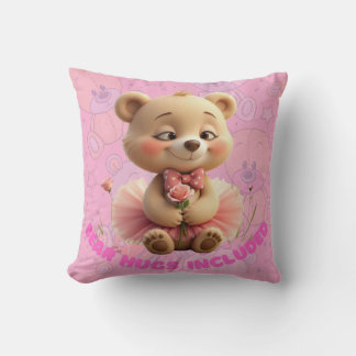 Bear Hugs Included – Sweet Tutu Bear  Throw Pillow