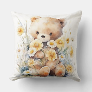 Bear Hugs on Demand: Teddy Bear Clipart Throw Pill Throw Pillow