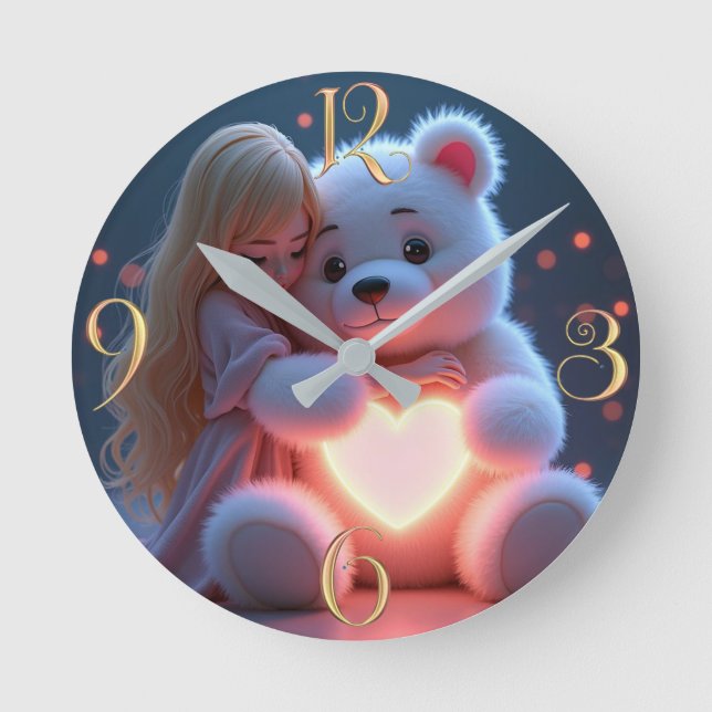 Bear hugs round clock (Front)