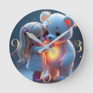 Bear hugs round clock