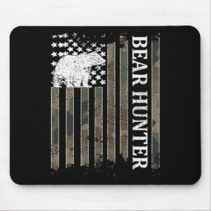 Bear Hunter American Flag Bear Hunting Lover 1  Mouse Pad