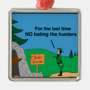 Bear hunters metal ornament