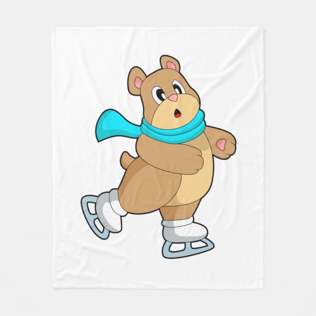 Bear Ice skating Ice skates Fleece Blanket (Front)