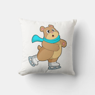 Bear Ice skating Ice skates Throw Pillow