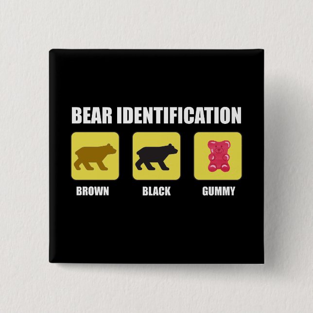 Bear Identification Funny 2 Inch Square Button (Front)