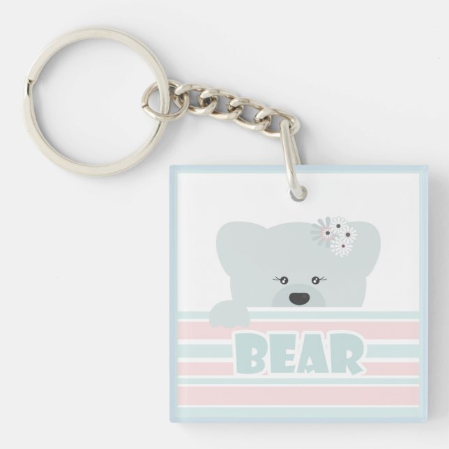 Bear illustration kids childish print keychain (Front)