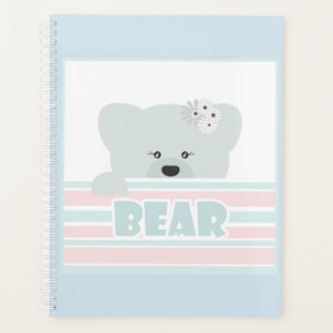 Bear illustration kids childish print planner