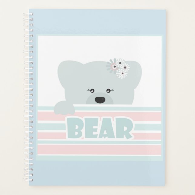 Bear illustration kids childish print planner (Front)