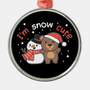 Bear I'm Snow Cute Snowman Snow Pun Ceramic Orname Metal Ornament