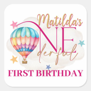 Bear in a Pink Balloon Baby Stickers