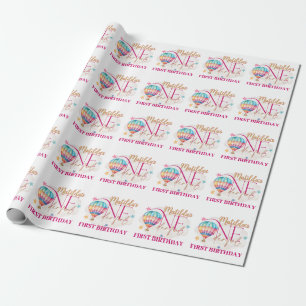 Bear in a Pink Balloon Baby Wrapping Paper