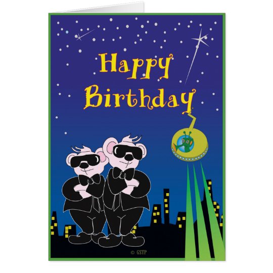 BEAR IN BLACK CARTOON NOTE Card