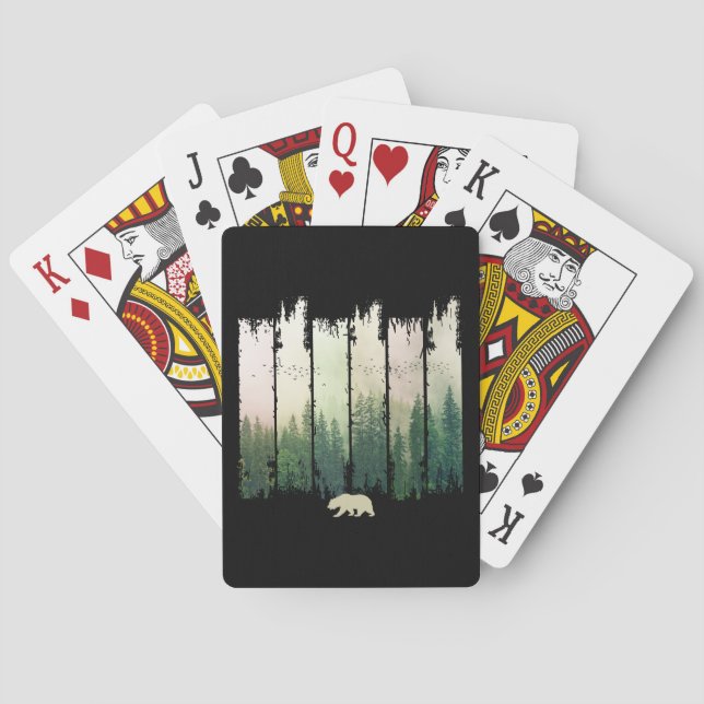 Bear in forest nature trees scenery playing cards (Back)