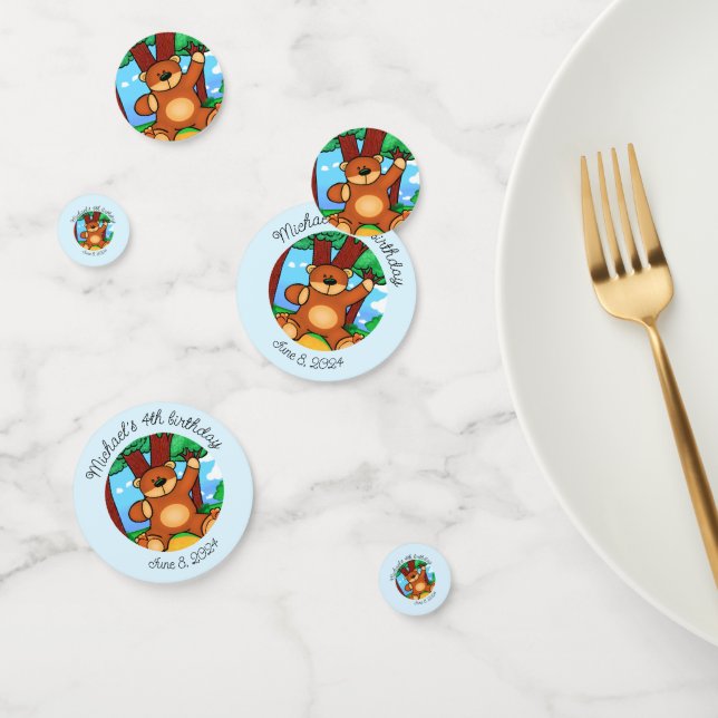 Bear in grassland birthday  confetti (Group)