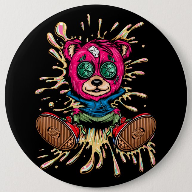 Bear In Honey 6 Inch Round Button (Front)