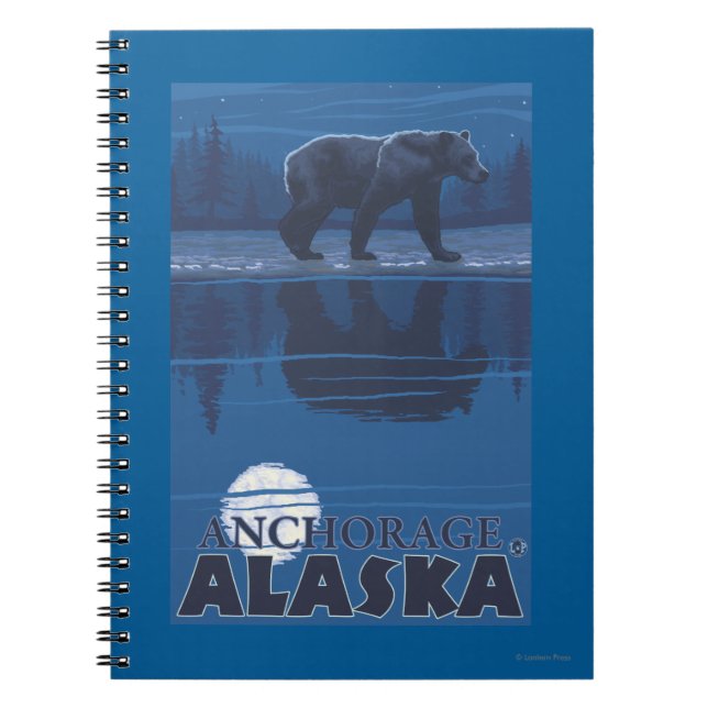 Bear in Moonlight - Anchorage, Alaska Notebook (Front)