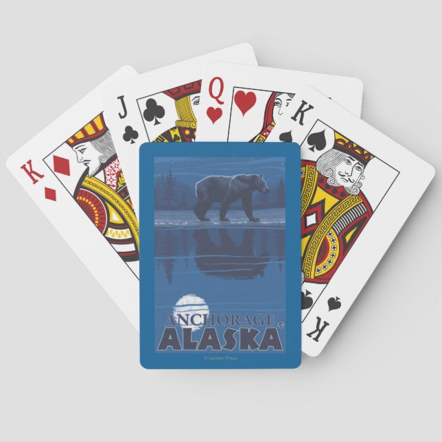Bear in Moonlight - Anchorage, Alaska Playing Cards (Back)