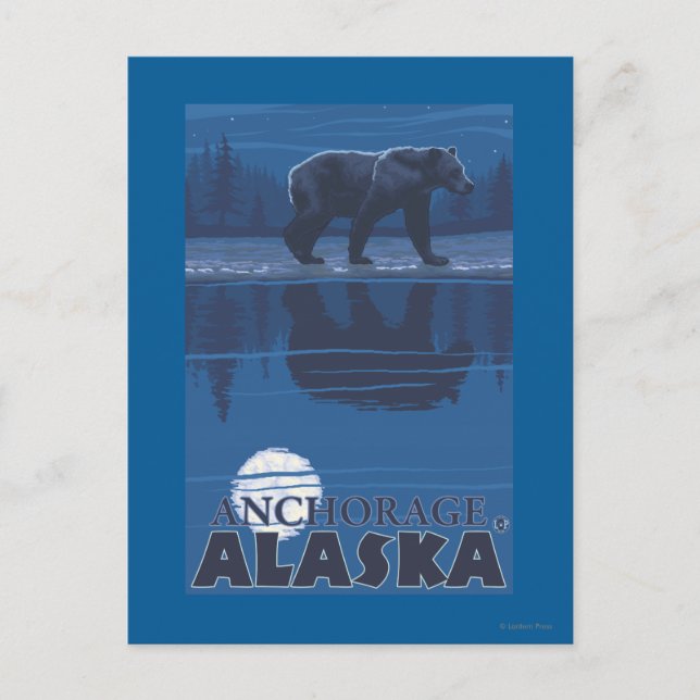 Bear in Moonlight - Anchorage, Alaska Postcard (Front)